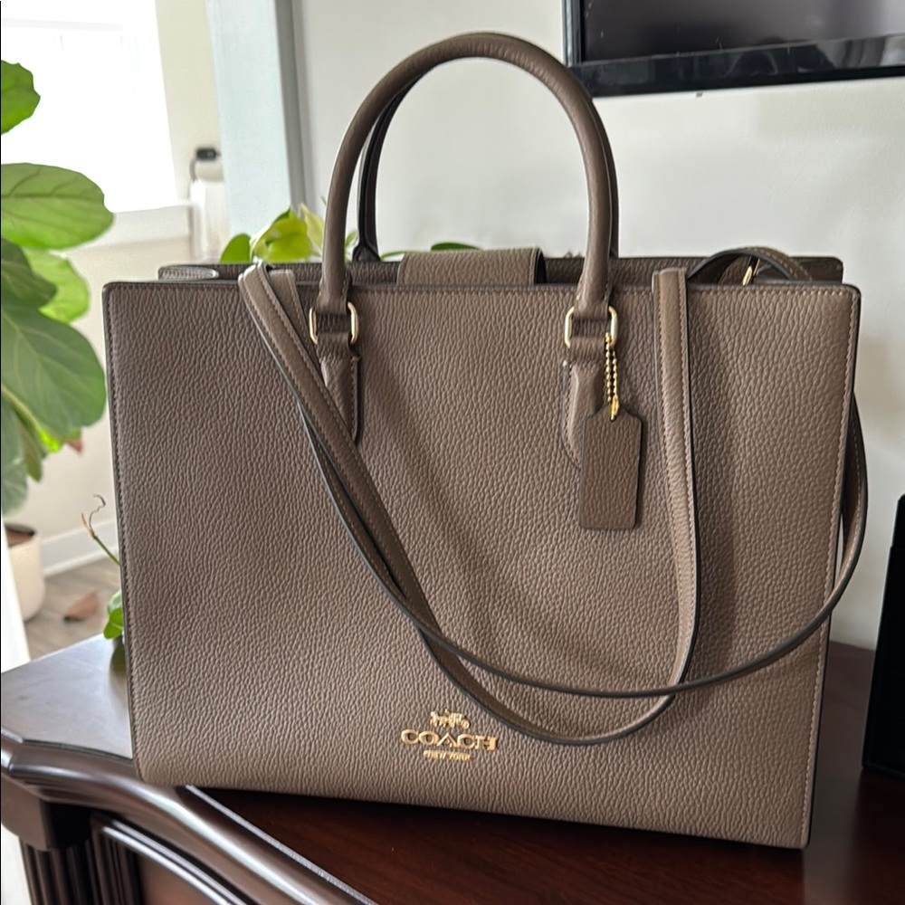 Coach Taupe Leather Tote Bag